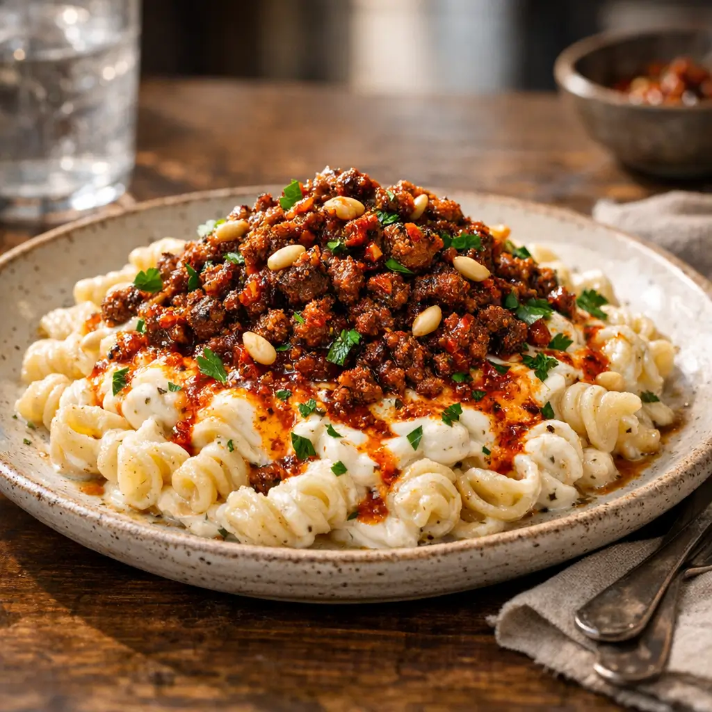 Easy Turkish Pasta with Garlicky Yogurt, Chili Butter