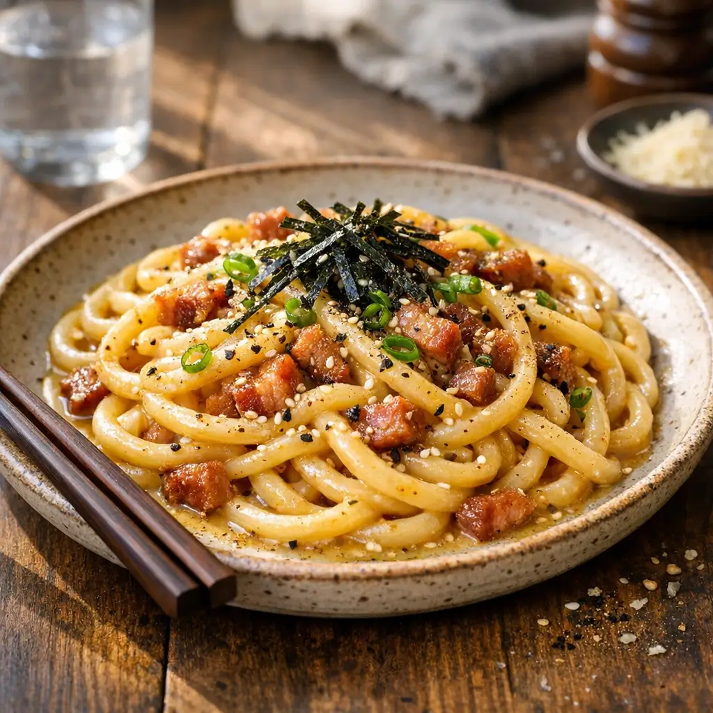 Japanese-Style Miso Carbonara Udon in 30 Minutes
