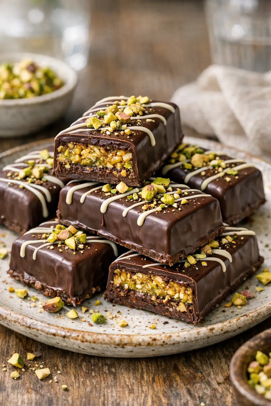 No-Bake Dubai Chocolate Bars with Pistachio Crunch