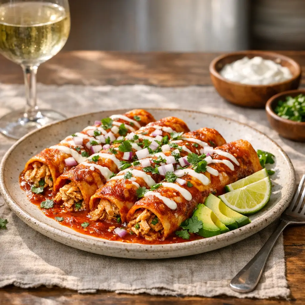 Oven-Baked Red Enchiladas Ready in Under an Hour