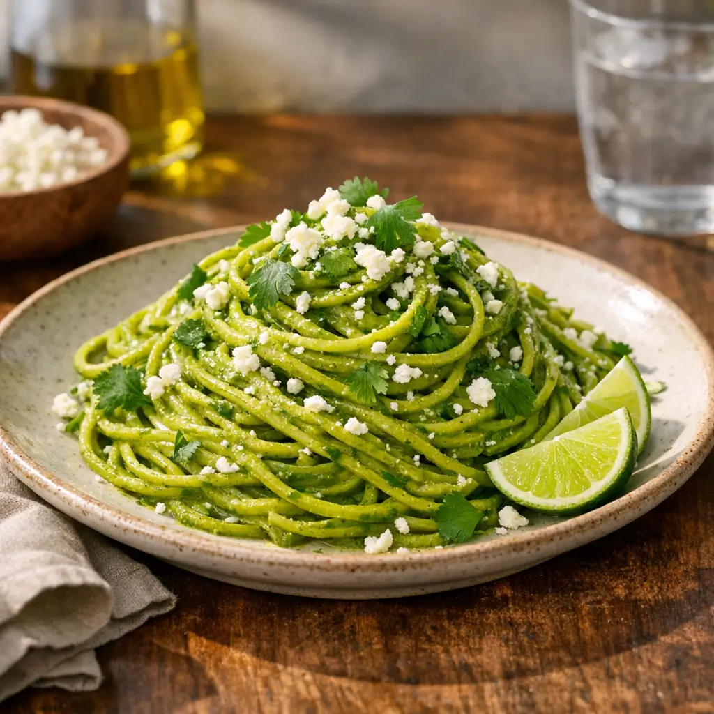 Peruvian Green Spaghetti with Cilantro-Avocado Sauce