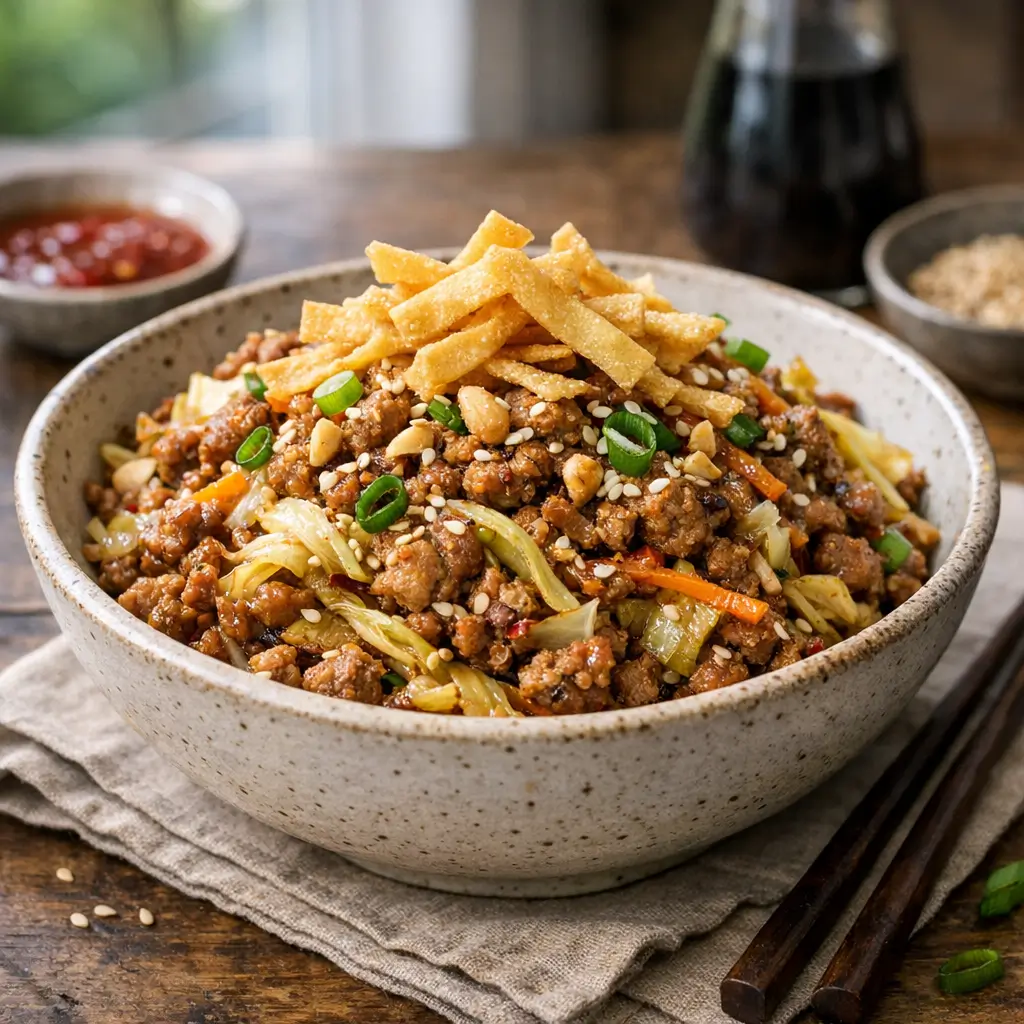 Pork Egg Roll in a Bowl, Fast One-Pan Crunch