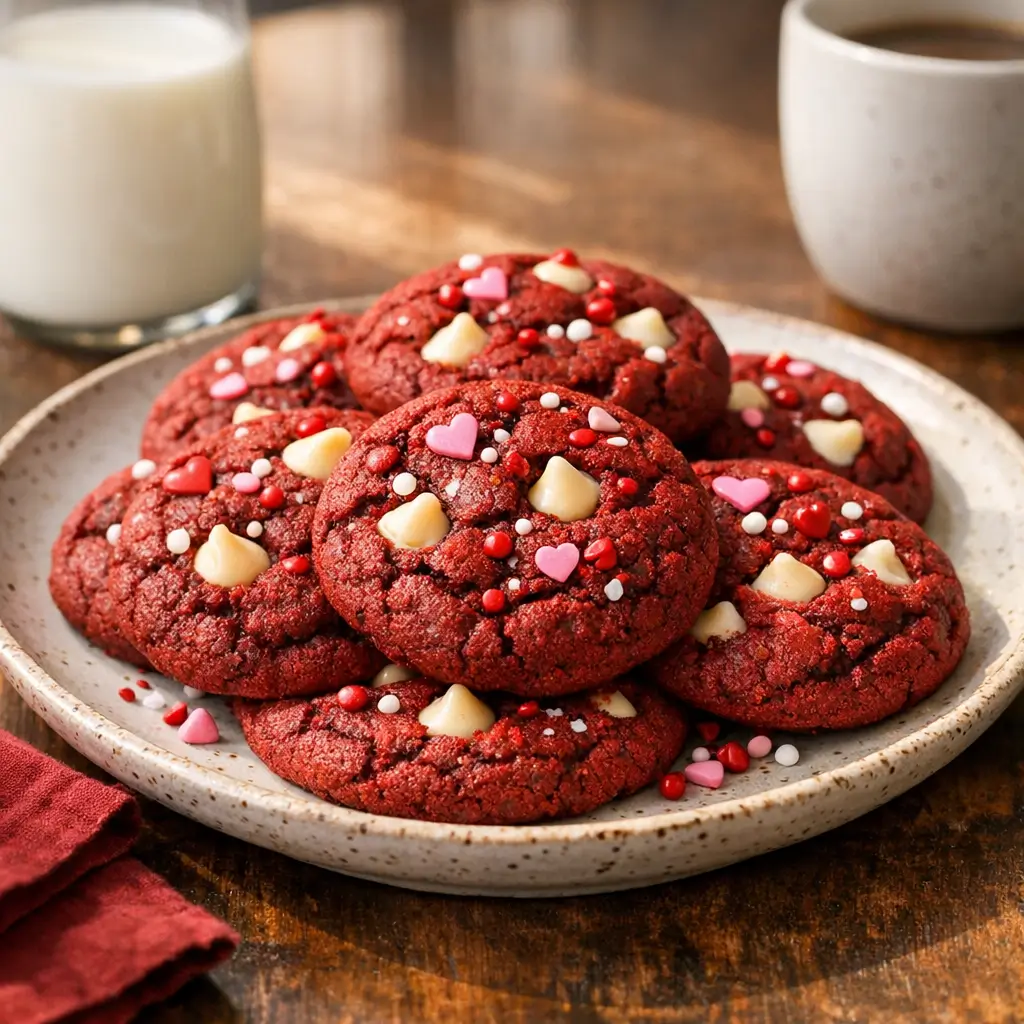 Red Velvet Valentine Cookies with Bakery-Soft Centers