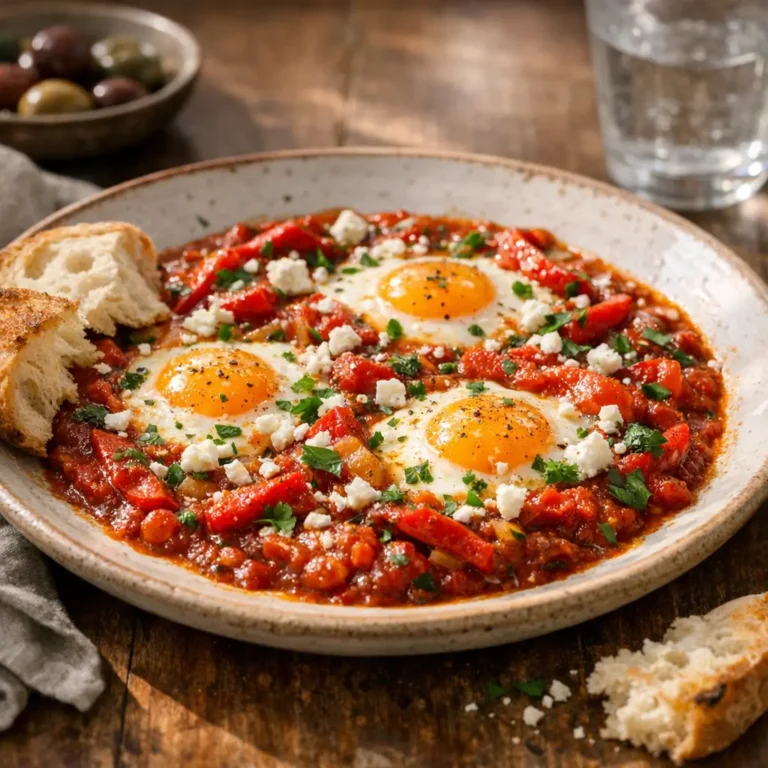 Weeknight Roasted Red Pepper Shakshuka with Feta