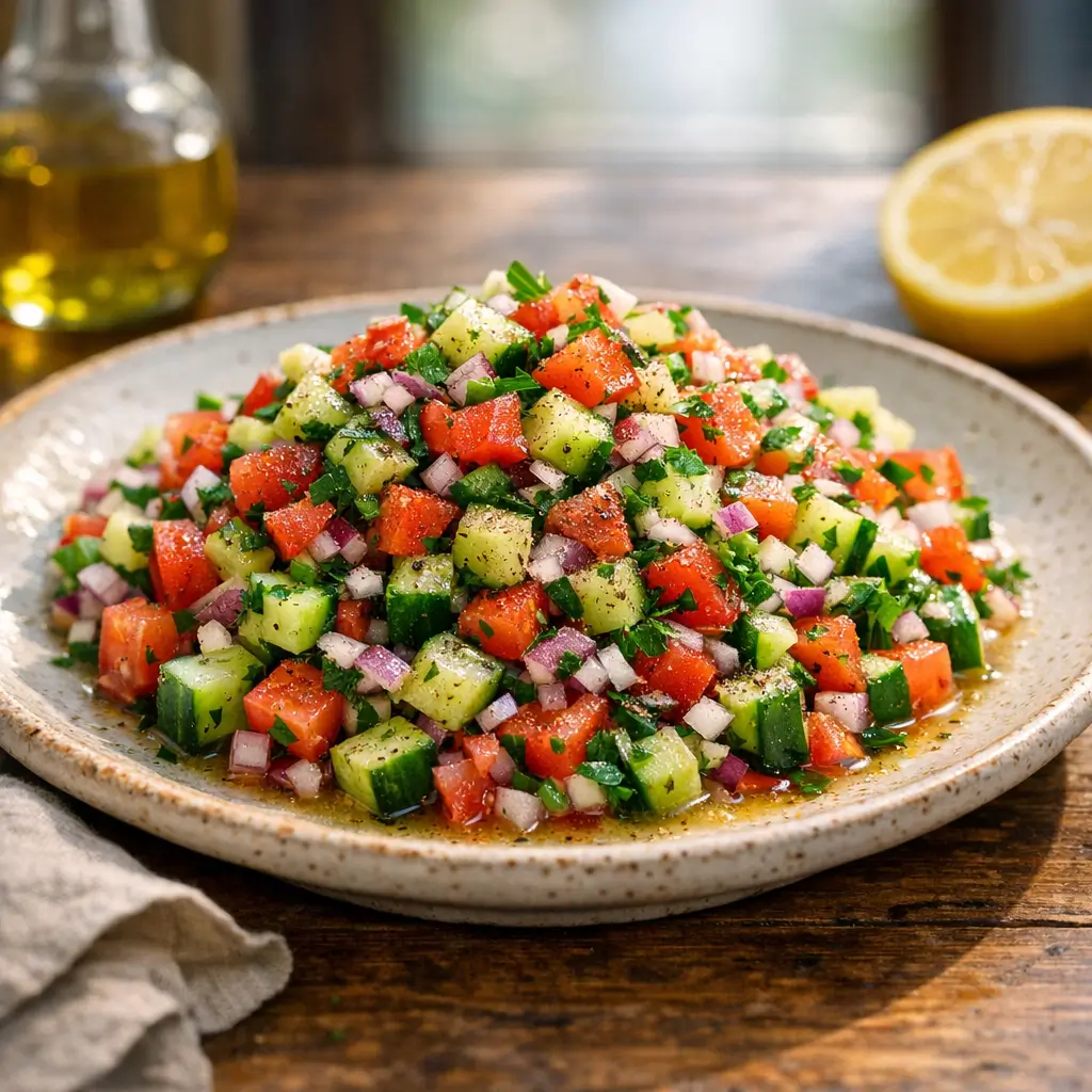 Shirazi Salad, Fast and Fresh with Mint and Lime