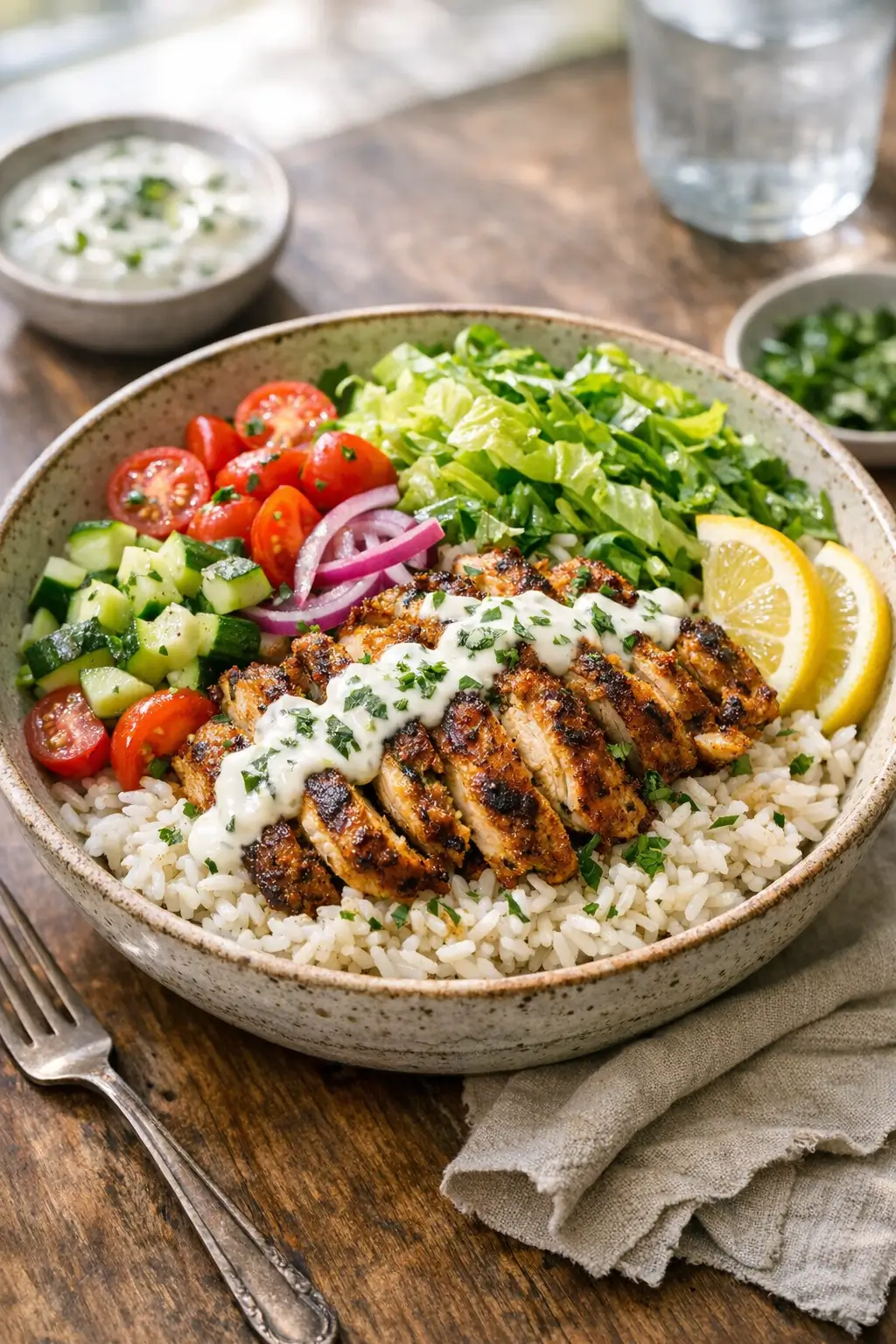 Chicken Shawarma Bowls with Bright Yogurt Sauce
