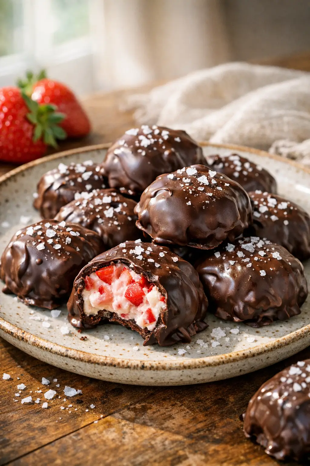 Chocolate-Dipped Strawberry Yogurt Clusters, Easy Freezer Treat