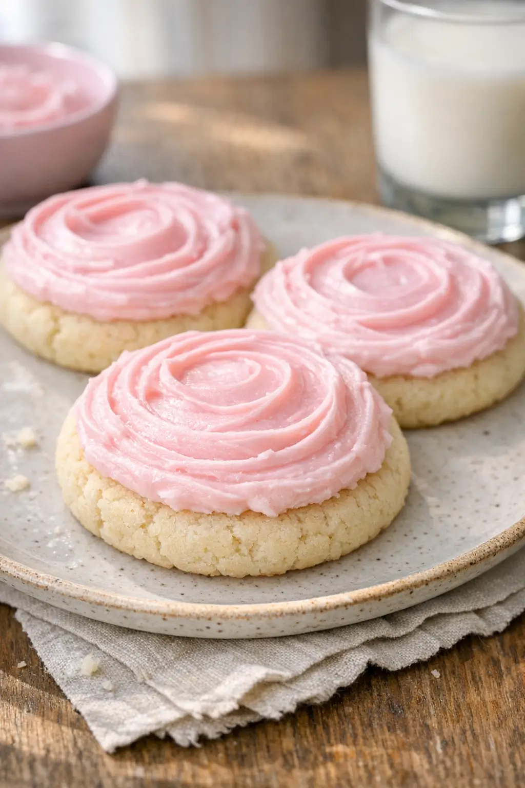 Copycat Crumbl Pink Sugar Cookies, Thick and Frosted