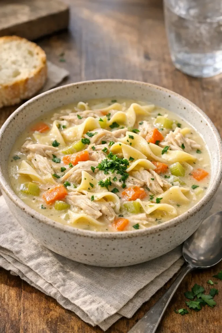 Easy Creamy Chicken Noodle Soup, One-Pot Comfort