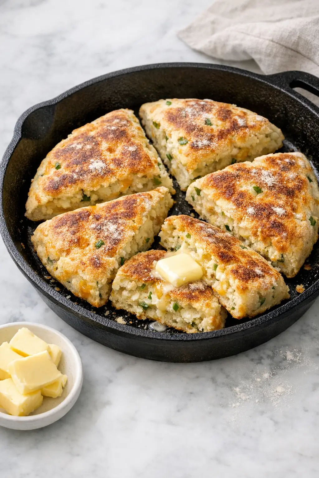 Irish Cheddar-Scallion Soda Farls, Skillet-Warm in 25