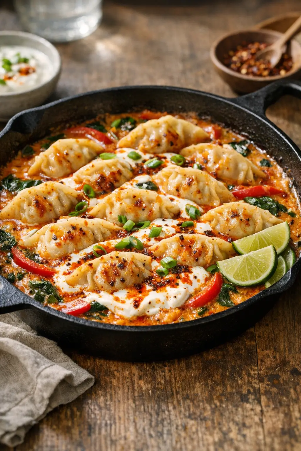 Turkish-Inspired One-Pan Red Curry Dumpling Bake Tonight