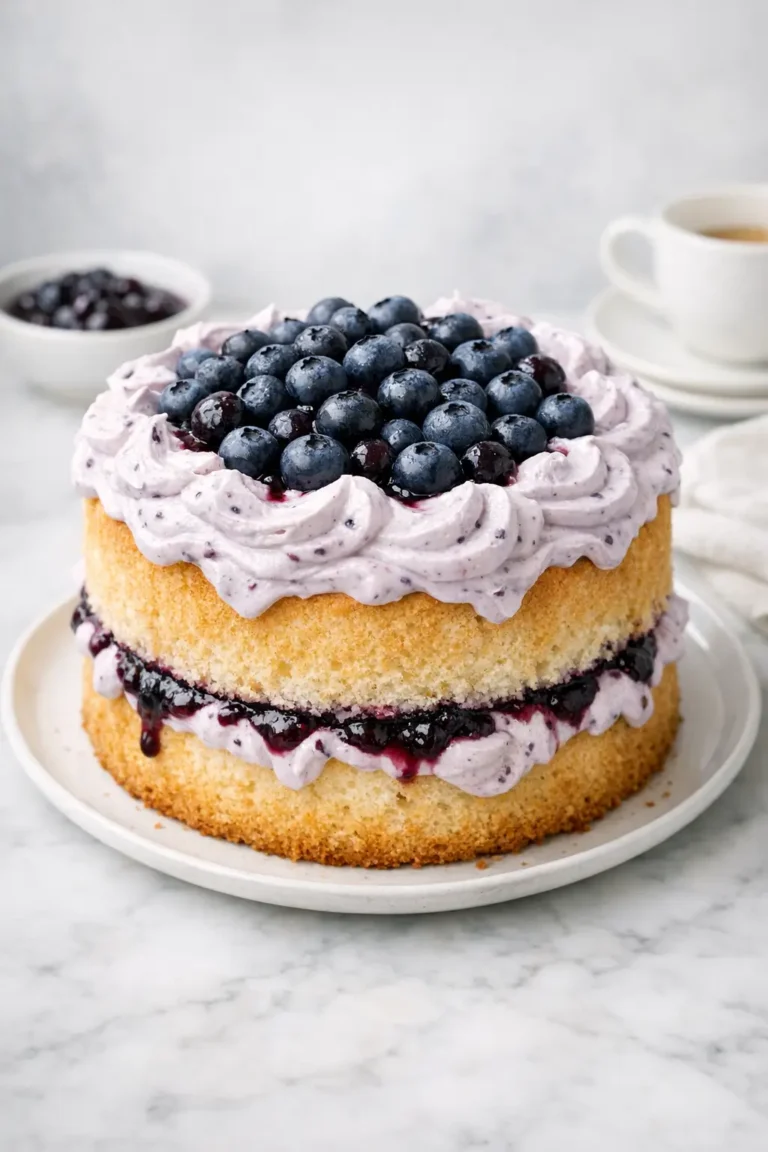 Blueberry Chiffon Cake with Fresh Berry Whip