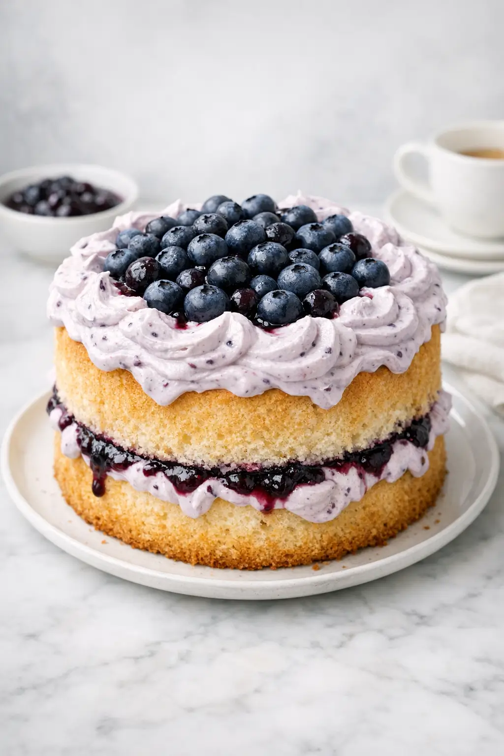 Blueberry Chiffon Cake with Fresh Berry Whip