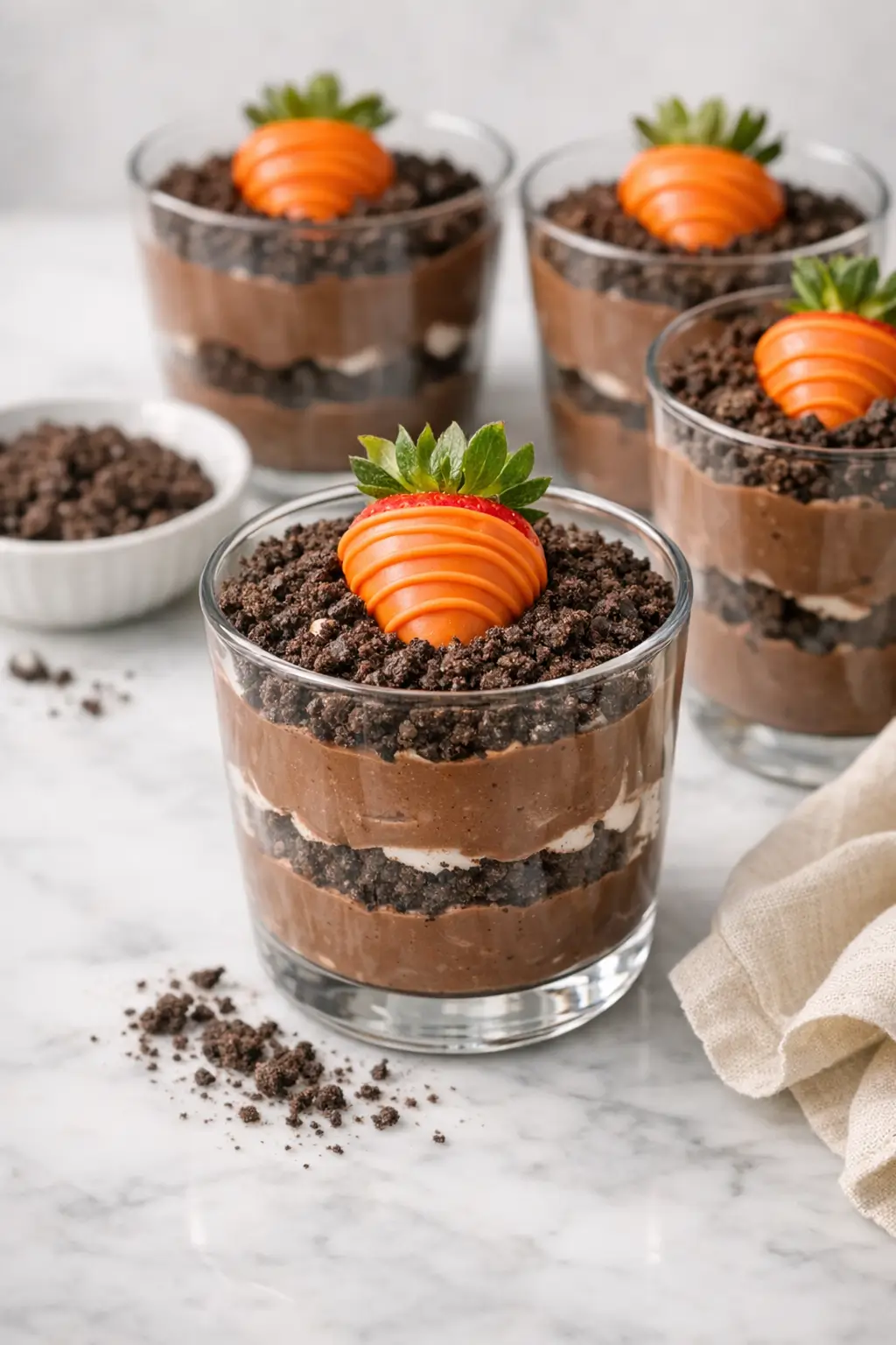 Carrot Patch Dessert Cups with Oreo Dirt