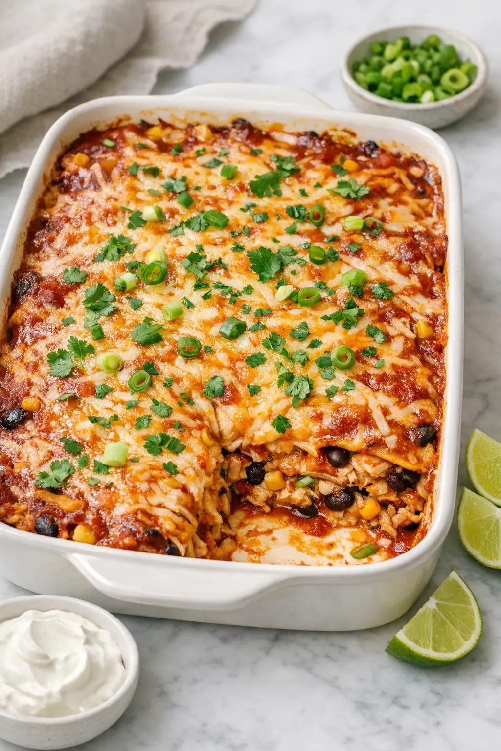 Chicken Enchilada Casserole for Easy Crowd Meals