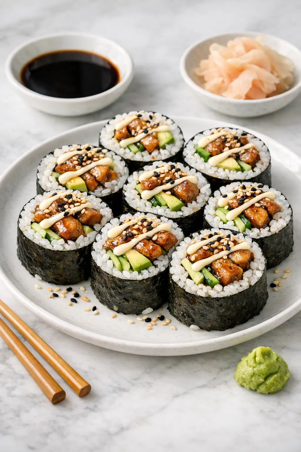 Chicken Sushi Roll with Teriyaki and Avocado Ease