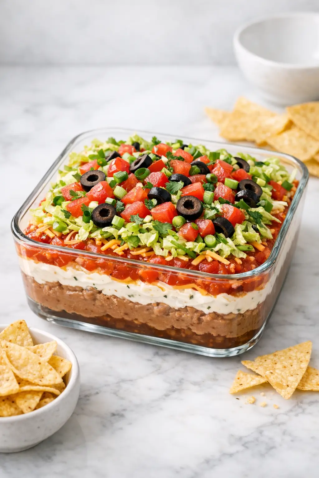 Easy Taco Dip Layered with Beans and Salsa