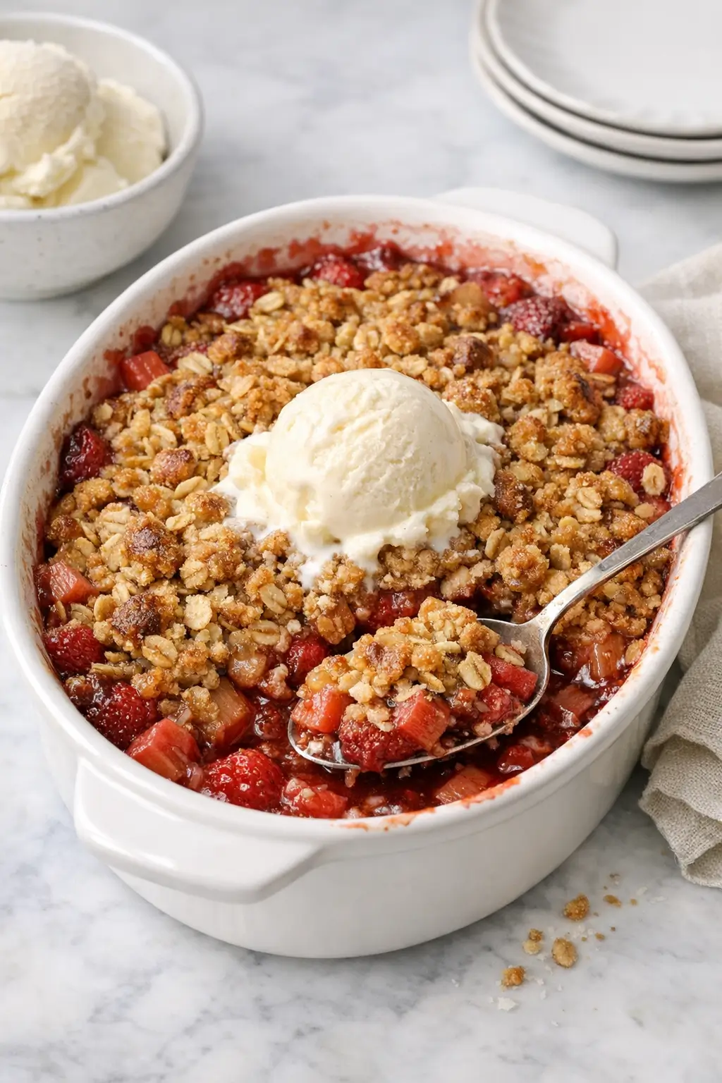 Fresh Strawberry Rhubarb Crisp With Oat Topping