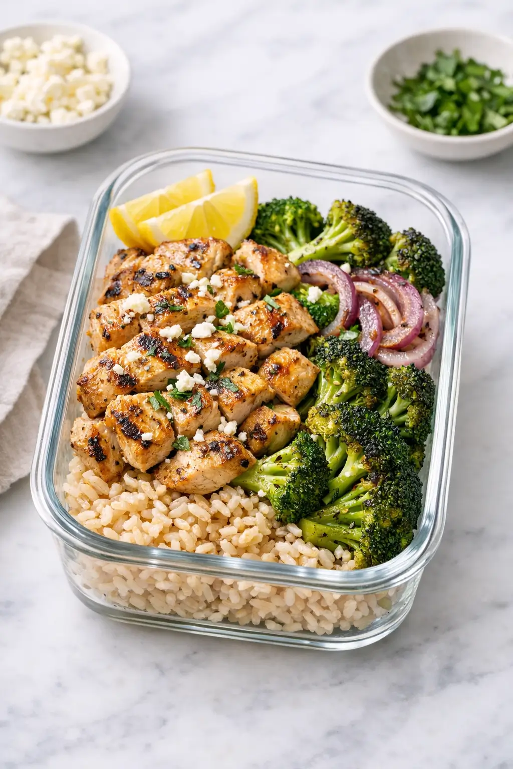 Lemon Garlic Grilled Chicken Meal Prep Bowls