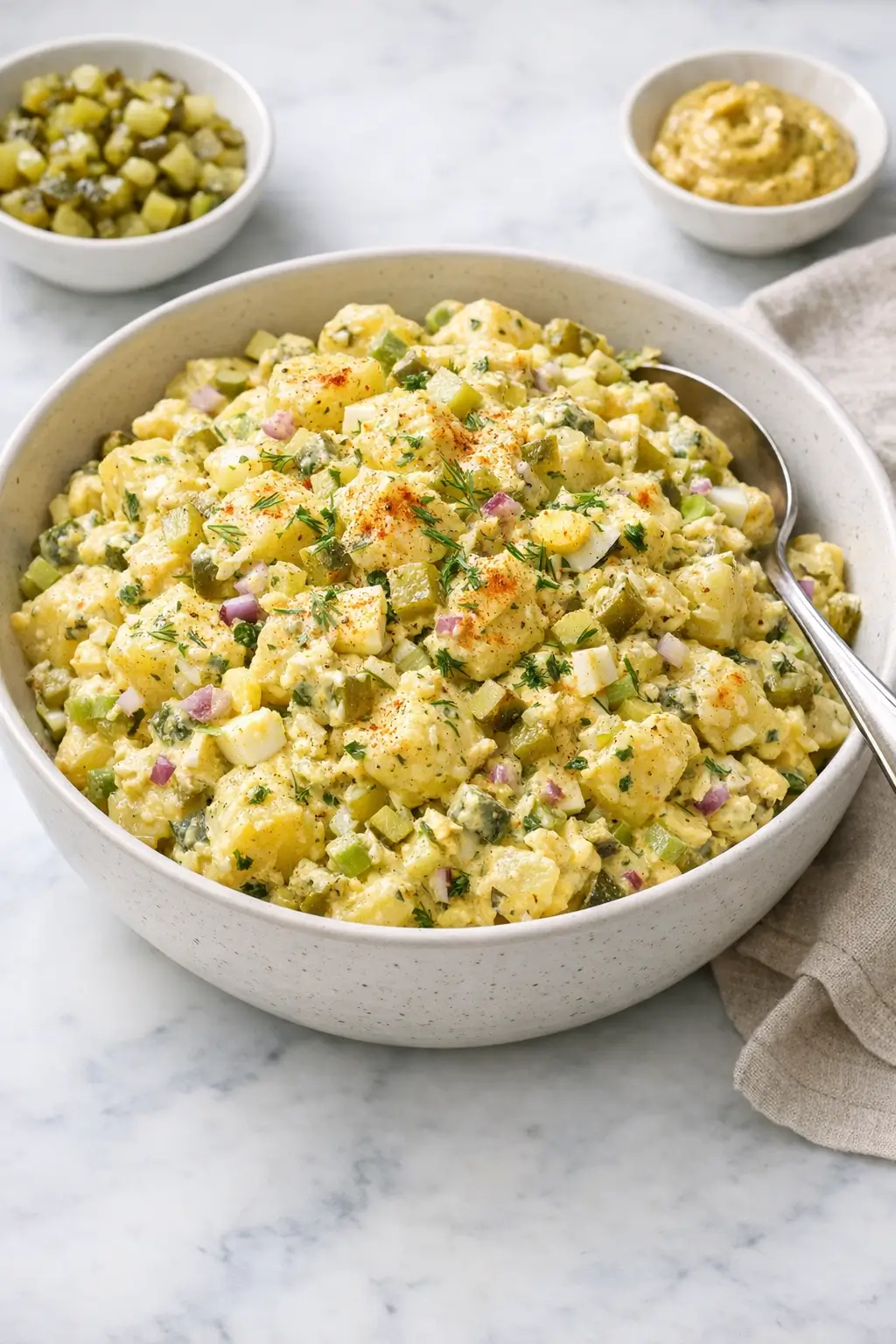 Potato Salad with Mustard and Pickles for Cookouts