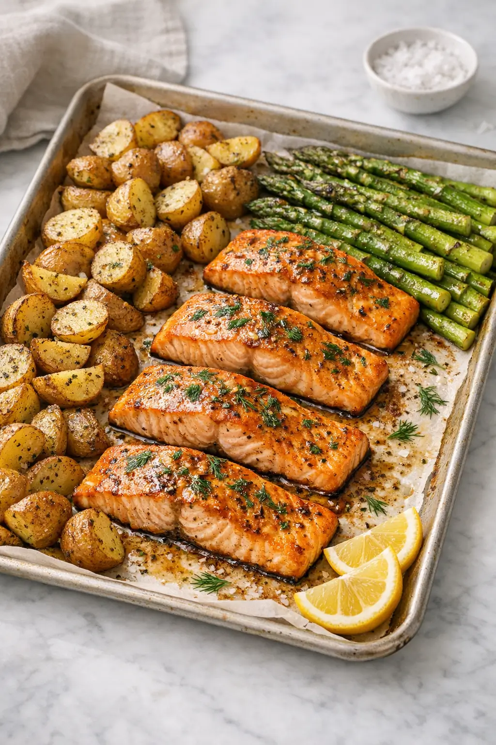 Sheet Pan Salmon With Asparagus and Potatoes