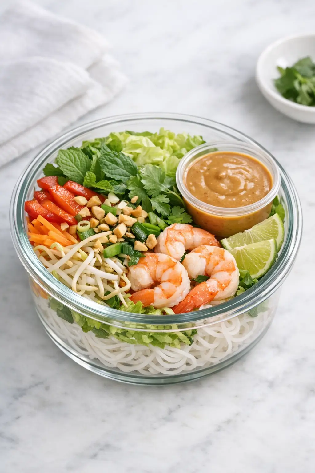 Spring Roll Bowl With Peanut Sauce Meal Prep