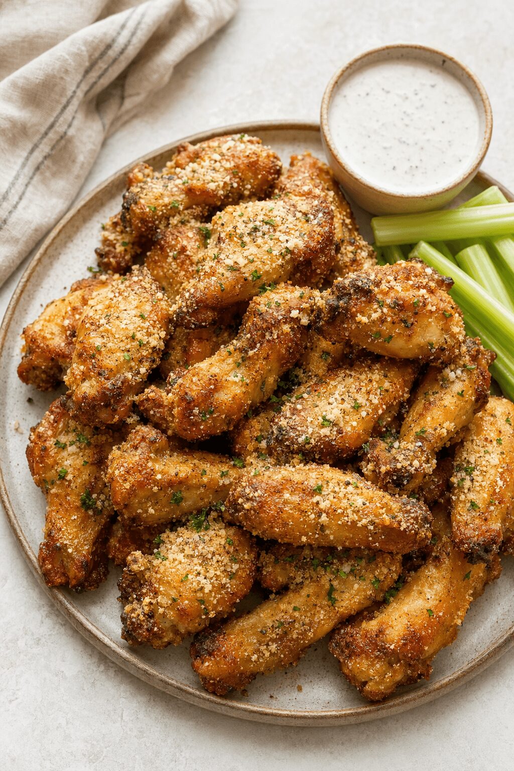 Air Fryer Chicken Wings With Garlic Parmesan Dust