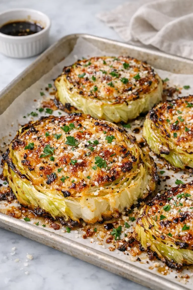 Weeknight Cabbage Steaks with Garlic and Parmesan