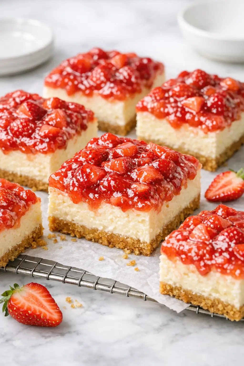 Cheesecake Bars with Fresh Strawberry Topping