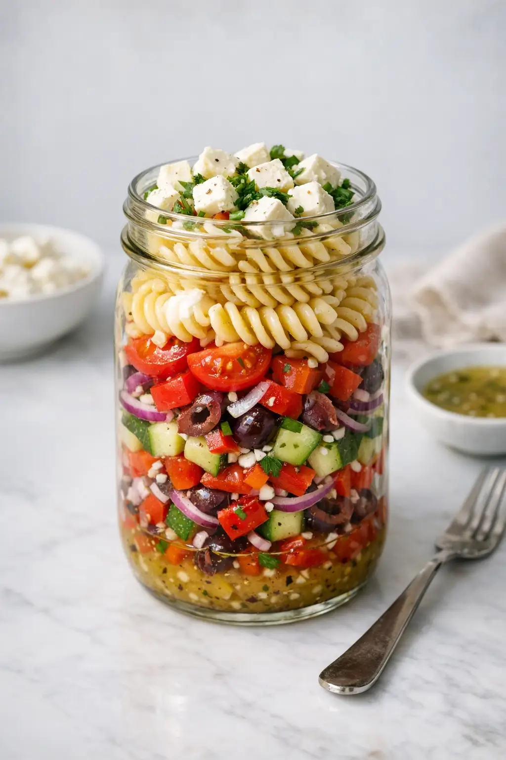 Cold Pasta Salad Jars for Easy Lunch Meal Prep