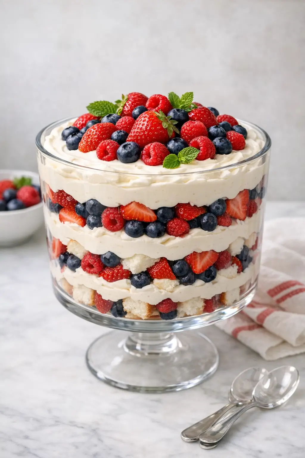 Fourth of July Trifle with Berries and Cream