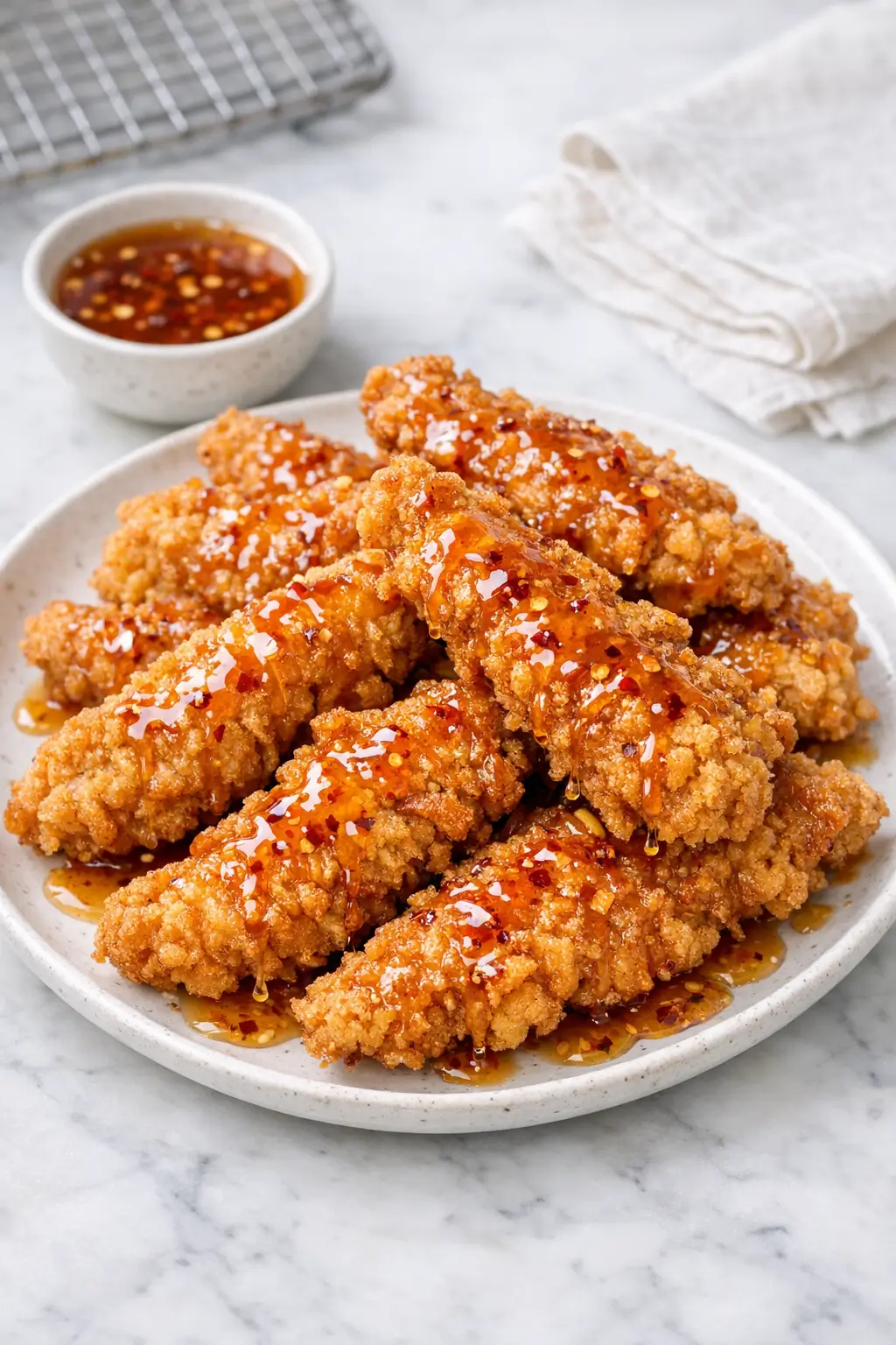 Fried Chicken Tenders with Spicy Honey