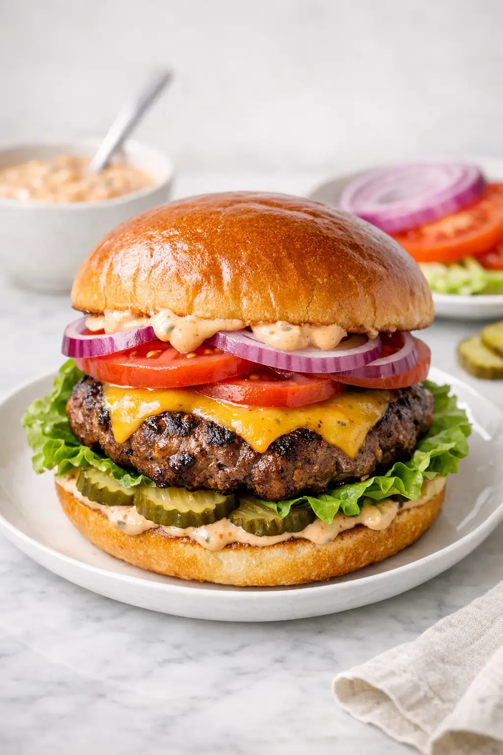 Grilled Burgers with Special Sauce for Dad