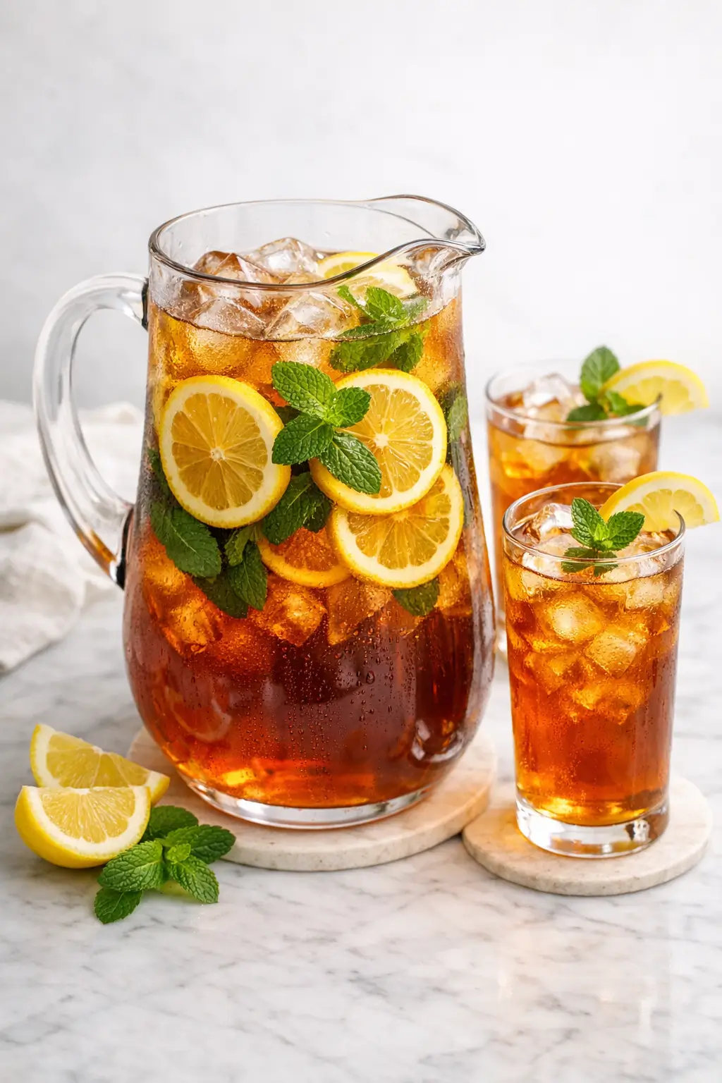 Iced Tea Pitcher with Lemon and Mint Made Easy
