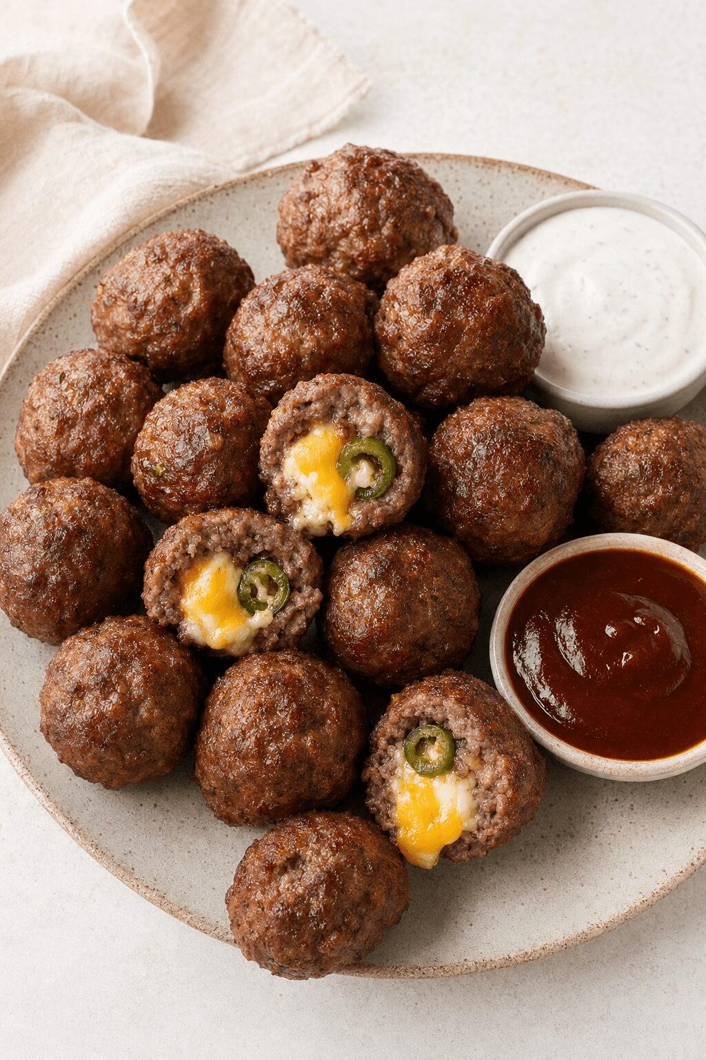 Jalapeño Popper Stuffed Meatballs That Travel Well