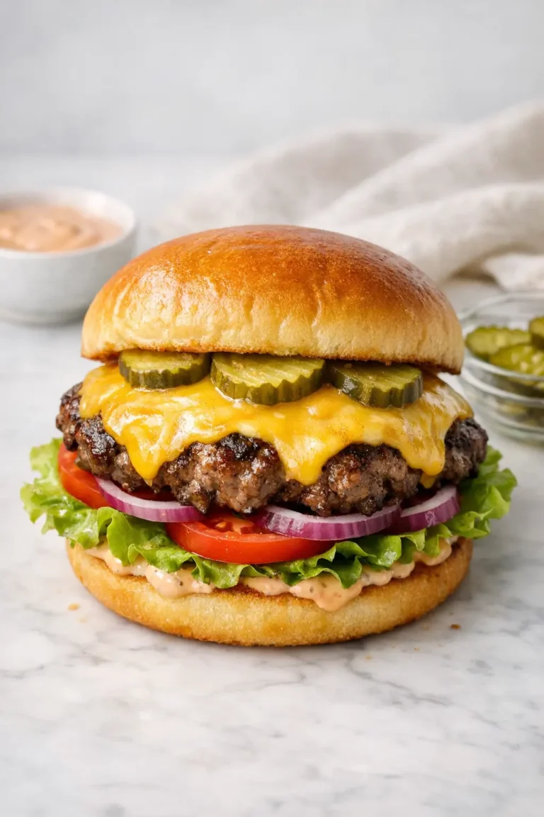Juicy Hamburgers with American Cheese Melts