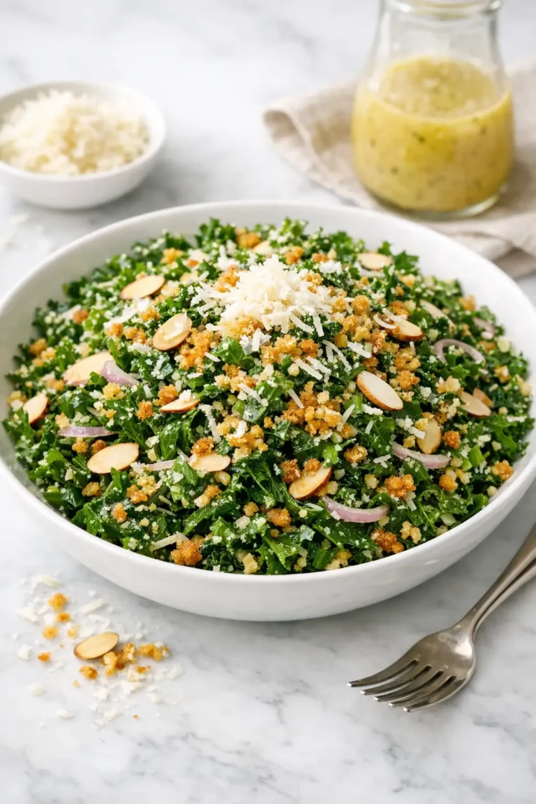 Kale Crunch Salad with Lemon Parmesan Dressing