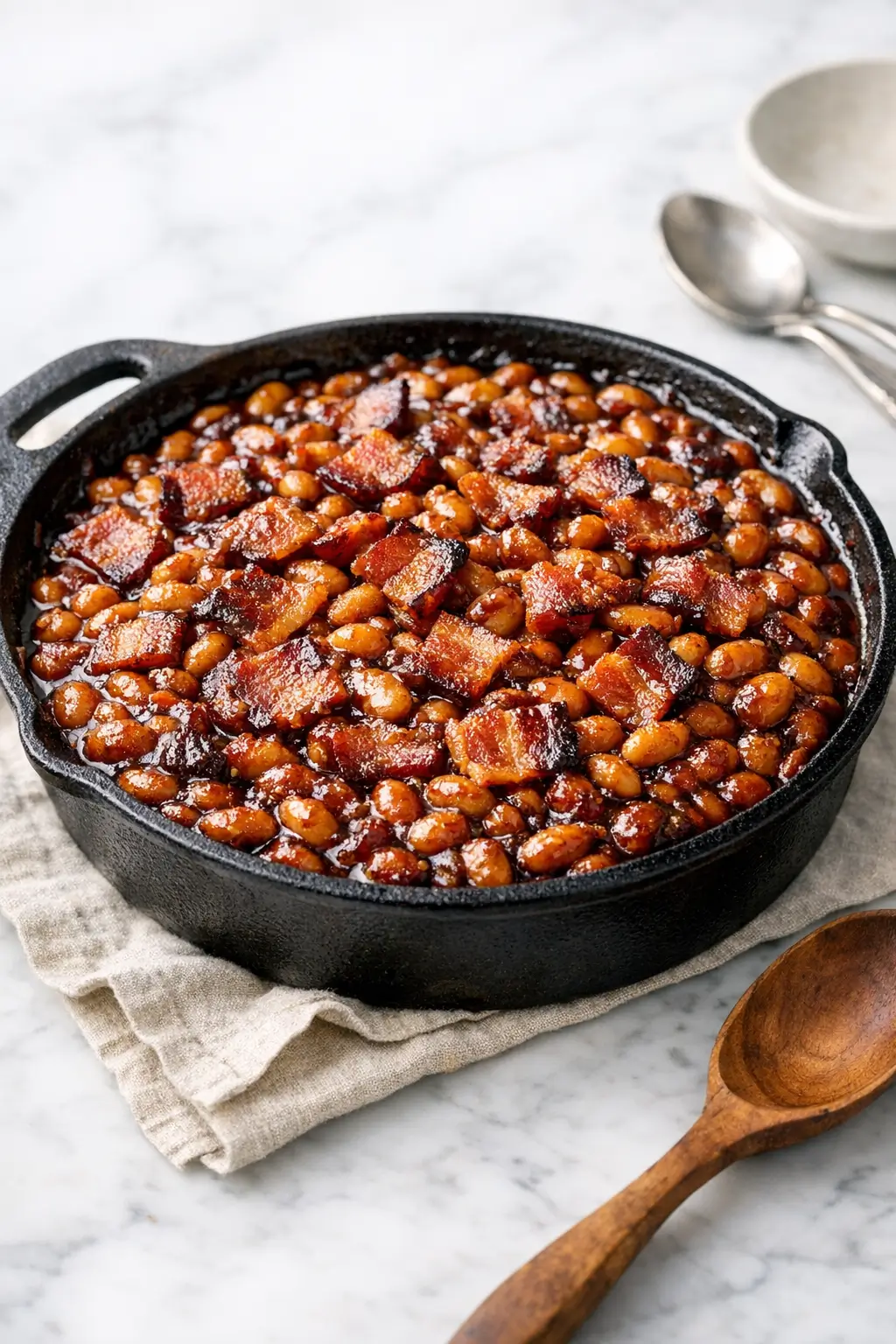 Molasses Baked Beans with Bacon in the Oven