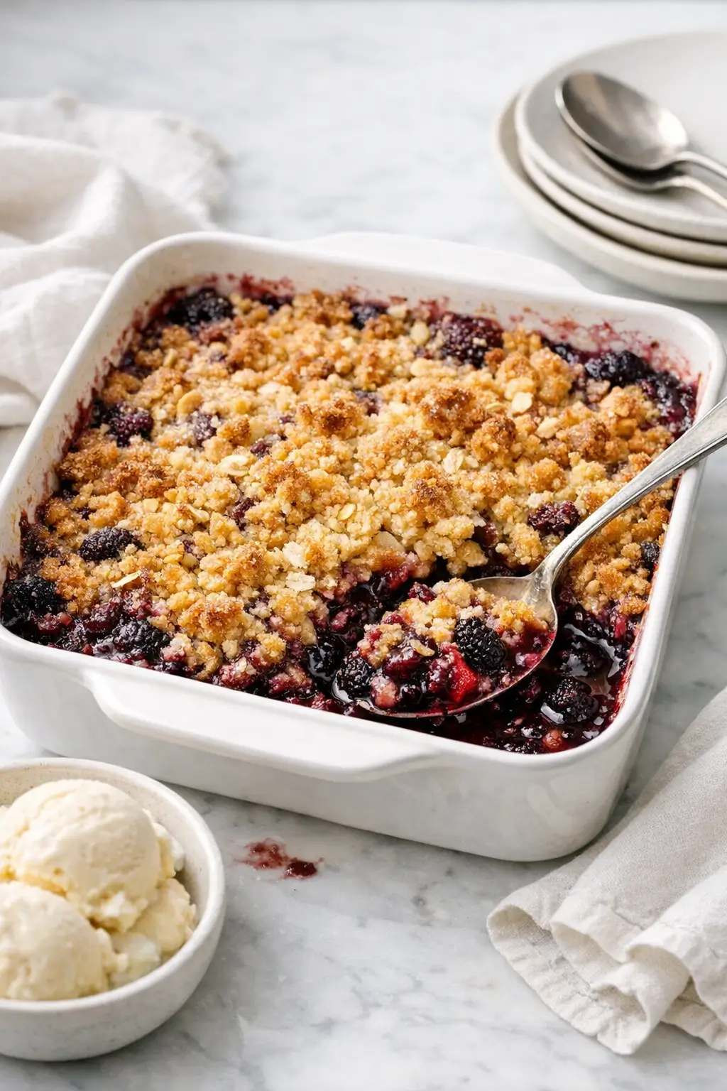 Mulberry Dump Cake with Jammy Berries and Crunchy Crust