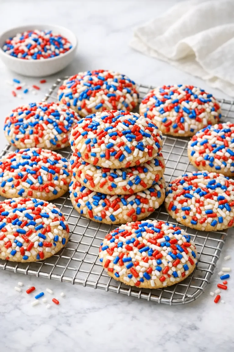 Patriotic Sugar Cookies with Red White Blue Sprinkles