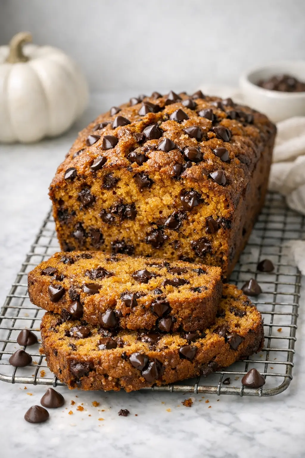 Pumpkin Bread with Chocolate Chips for Cool Days