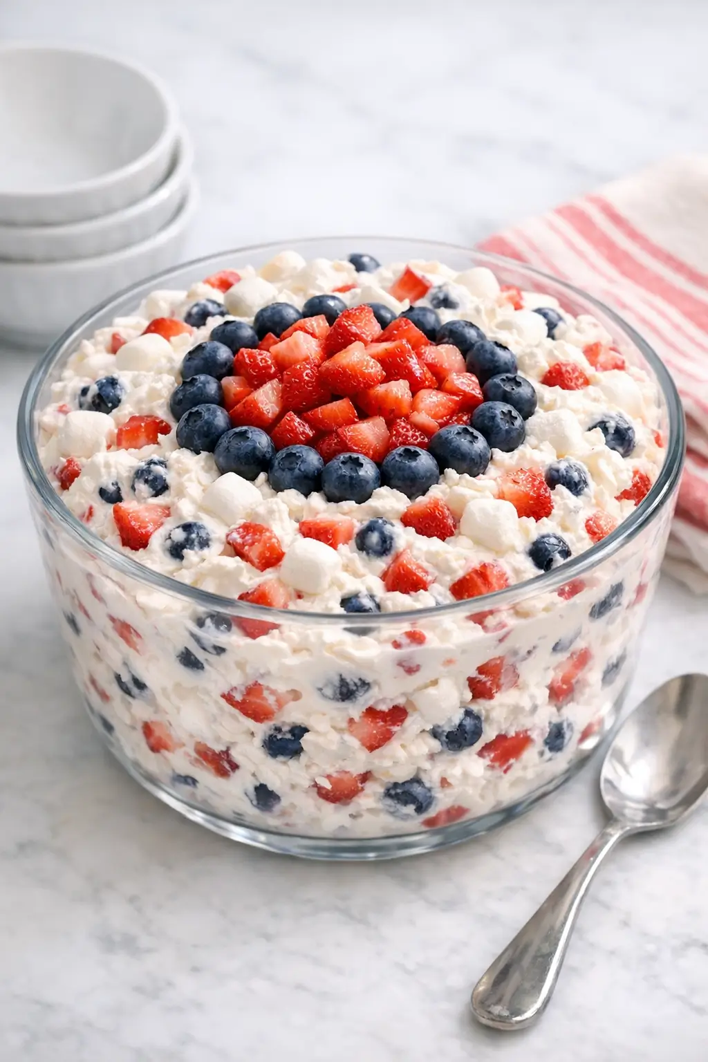 Red White and Blue Dessert Salad for Easy Parties