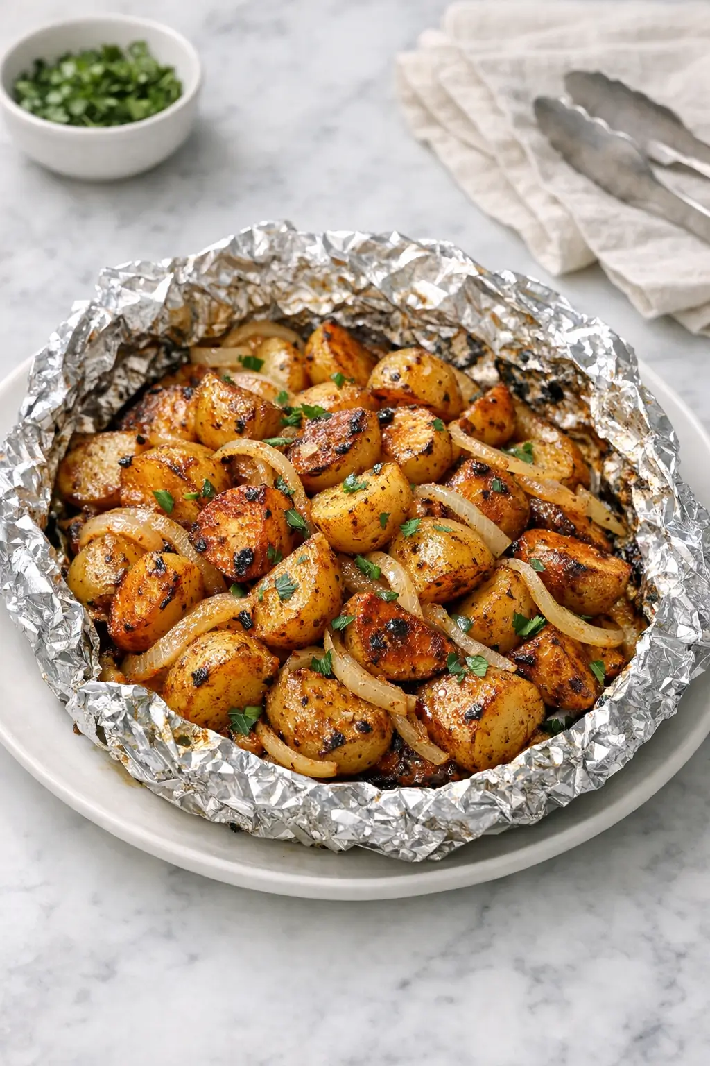 Smoky Grilled Potatoes in Foil Packets Tonight