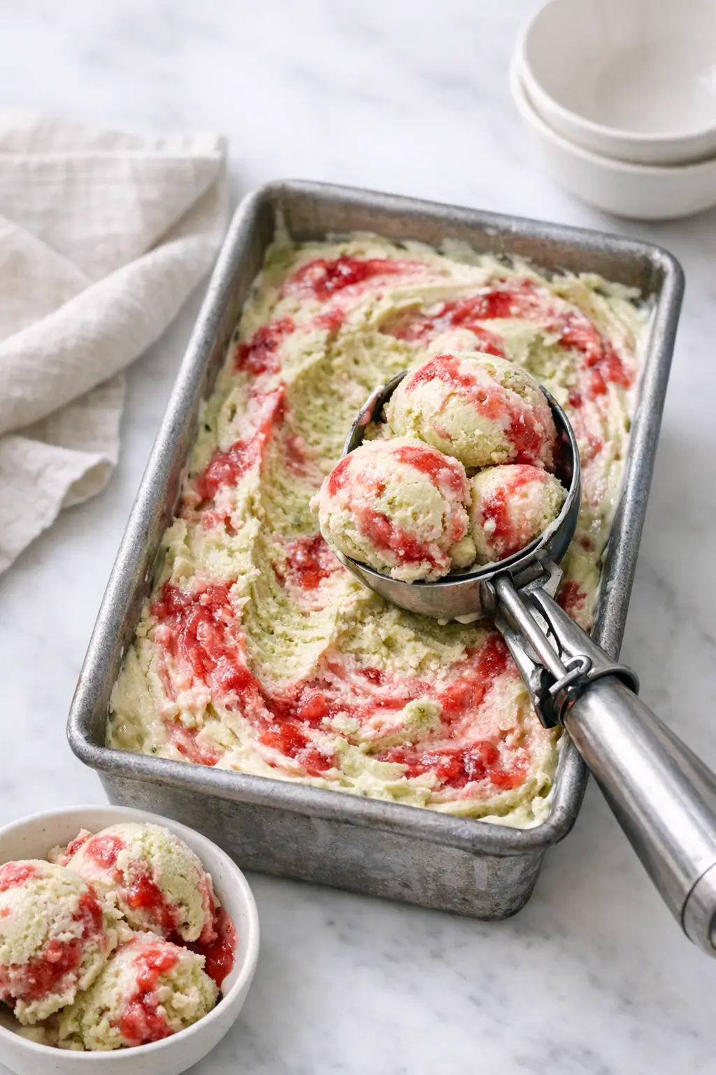 Strawberry Matcha Ice Cream for Easy Summer Nights