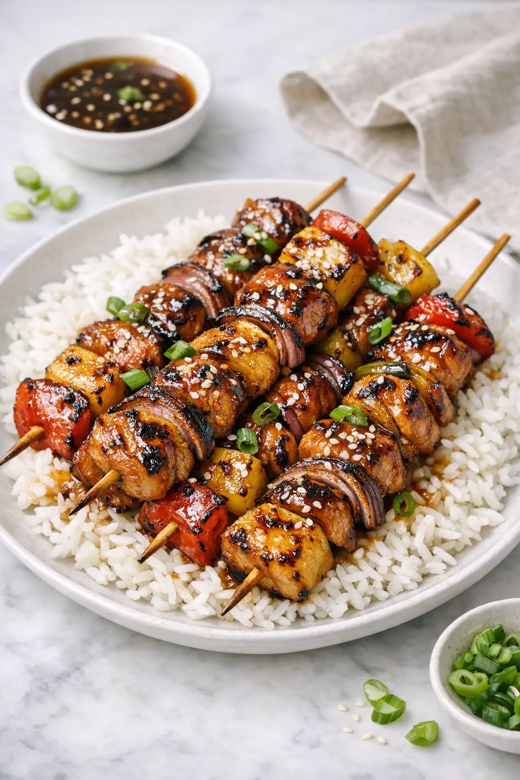 Teriyaki Chicken Skewers with Pineapple Glaze