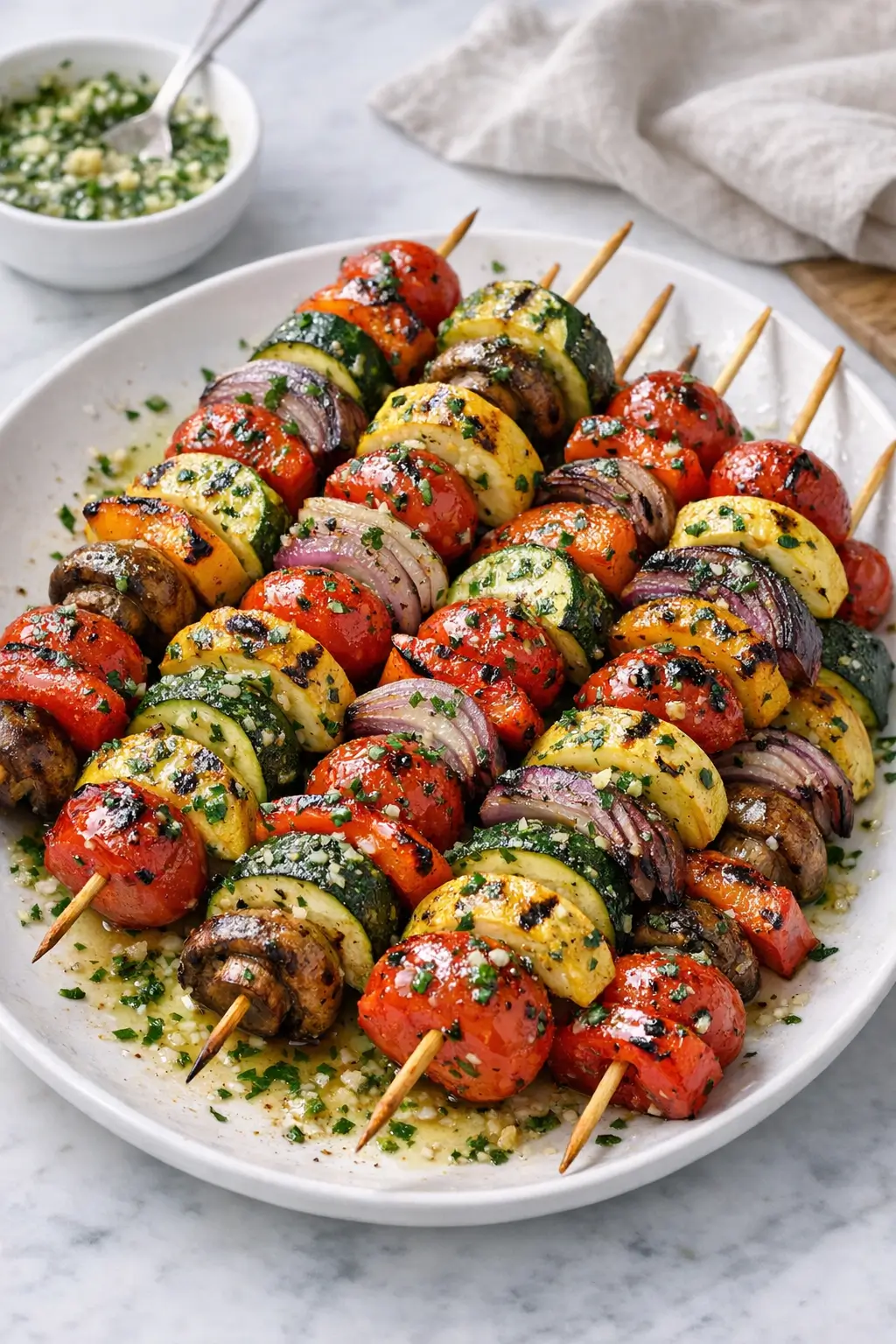 Vegetable Kabobs with Garlic Herb Butter, Fast