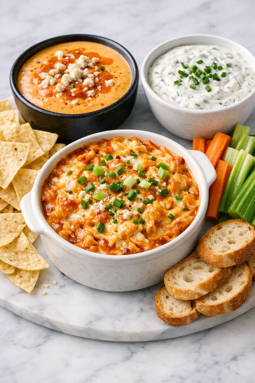 Football Tailgate Dip Trio with Buffalo Queso