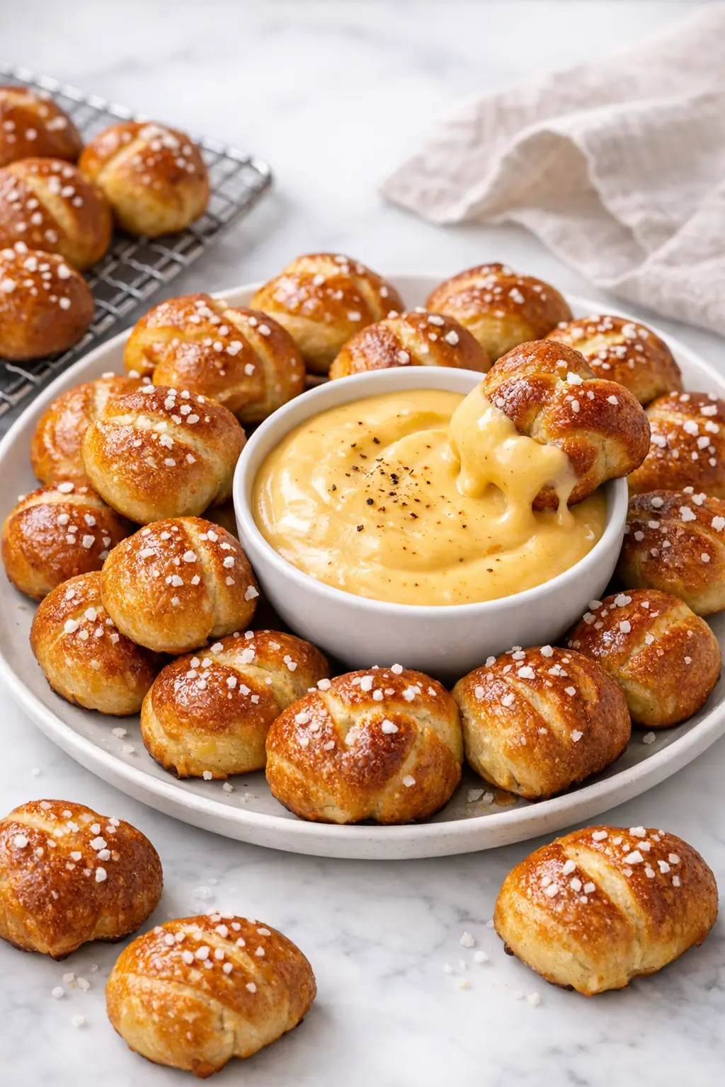 Mini Soft Pretzels with Cheese Dip Snack