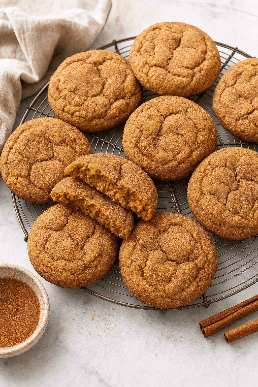 Pumpkin Snickerdoodle Cookies With a Crinkly Top