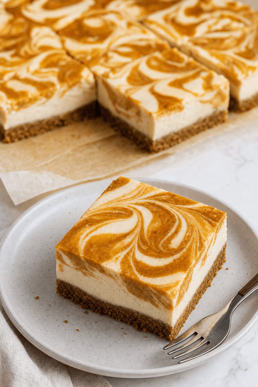 Pumpkin Spice Latte Cheesecake Bars That Slice Clean